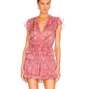 MISA Women's Lilian Pink Floral‎ Mini  Dress sz M NWT